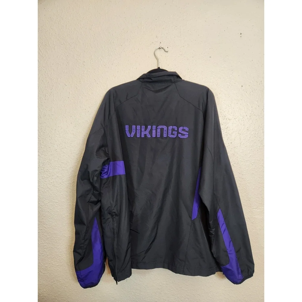 Vintage Reebok Minnesota Vikings Mens Black Purple 1/4 Zip NFL Jacket‎ Size L